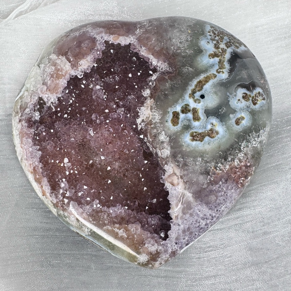 Uruguay Pink Amethyst Agate Druzy Heart ❤️ - Picture 7 of 10